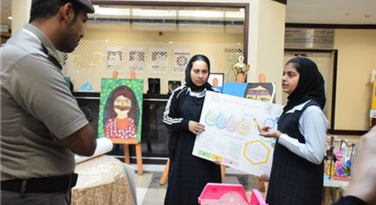 Students of Julfar Girls School display their creative works at the Innovation Exhibition in RAK