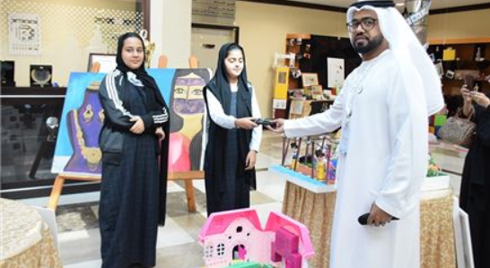 Students of Julfar Girls School display their creative works at the Innovation Exhibition in RAK