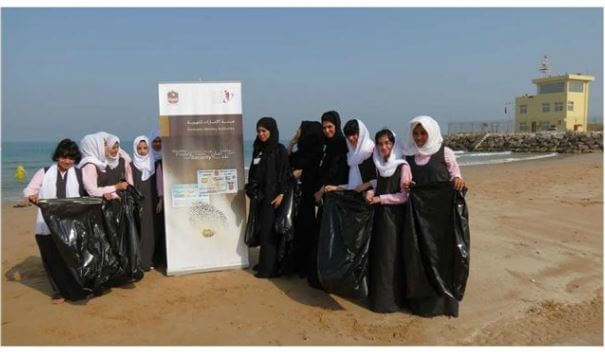 Ras Al Khaimah Registration Center Organizes ” Beach Cleaning Campaign