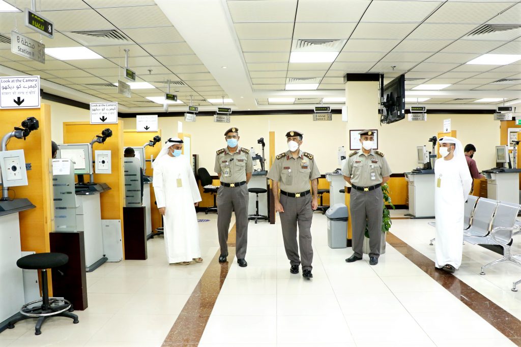 The Acting Director General of Identity and Passports pays an inspective visit to the centers of Mussafah and Khalifa City