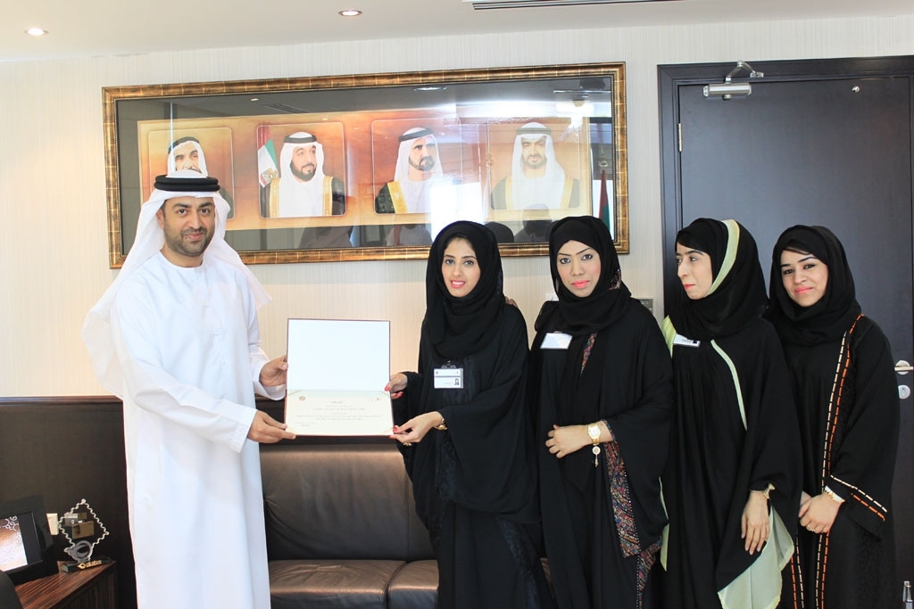 Ras Al Khaimah Registration Center’s female employees thank Emirates Identity Authority’s Management